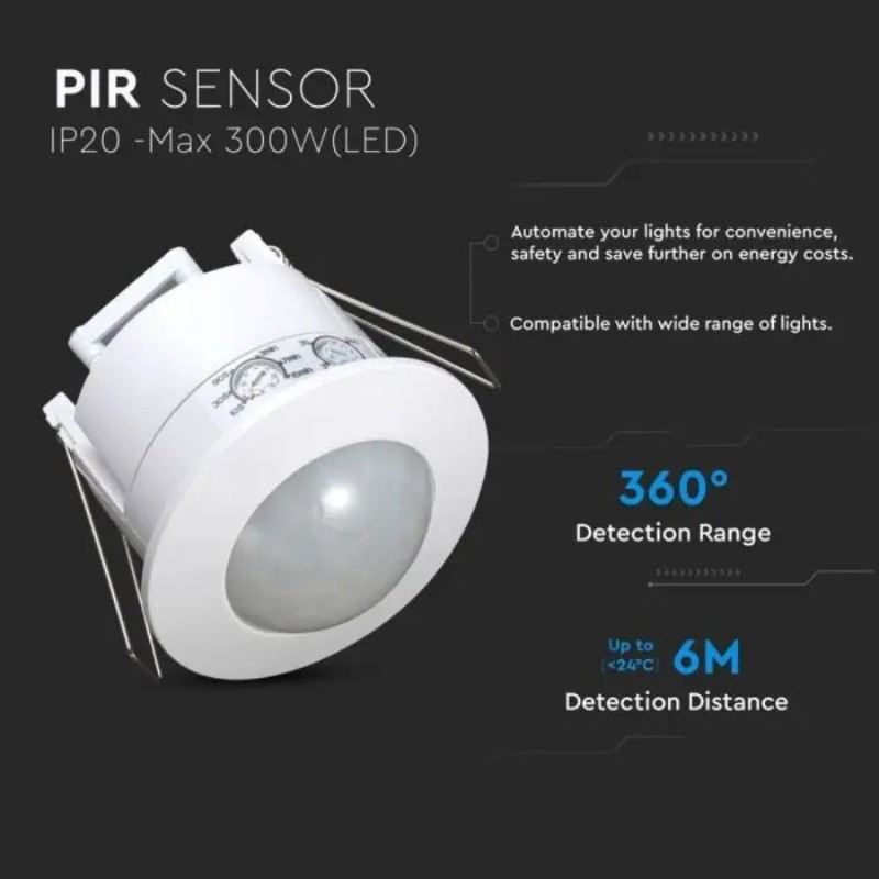 Détecteur de Mouvement Somef Usage Plafonnier 360°/6M IP20 Blanc en Tunisie
