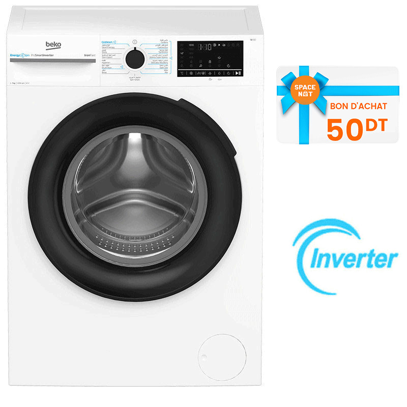 Machine à Laver Frontale Beko BM3WFU47200BW 7Kg Inverter Blanc En Tunisie