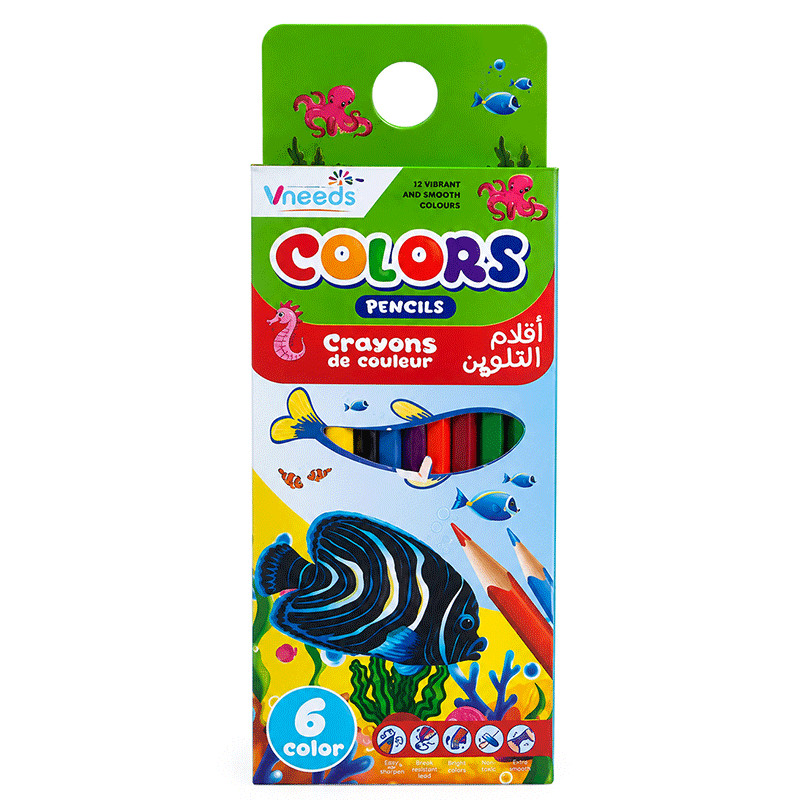 6 Crayons De Couleurs Vneeds 6/9 BC en Tunisie