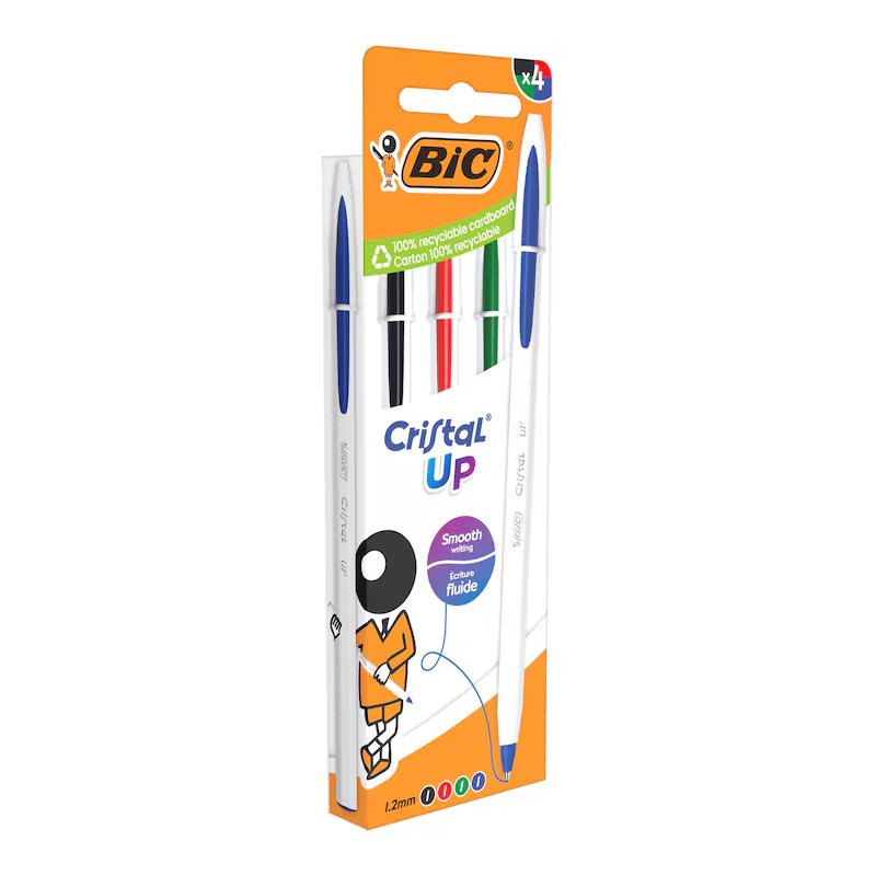 4 Stylos BIC Cristal UP Assortie en Tunisie