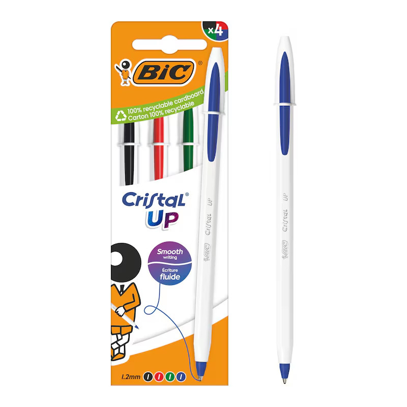 4 Stylos BIC Cristal UP Assortie en Tunisie