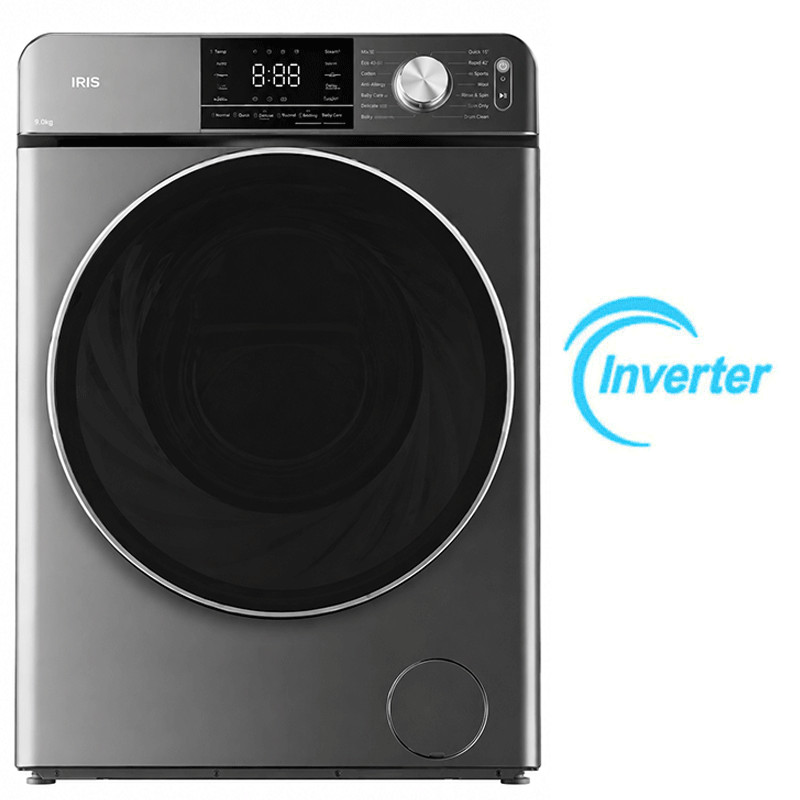 Machine à Laver Frontale Iris Vora WM105IRISVORADS Inverter 10.5Kg Dark Silver en Tunisie