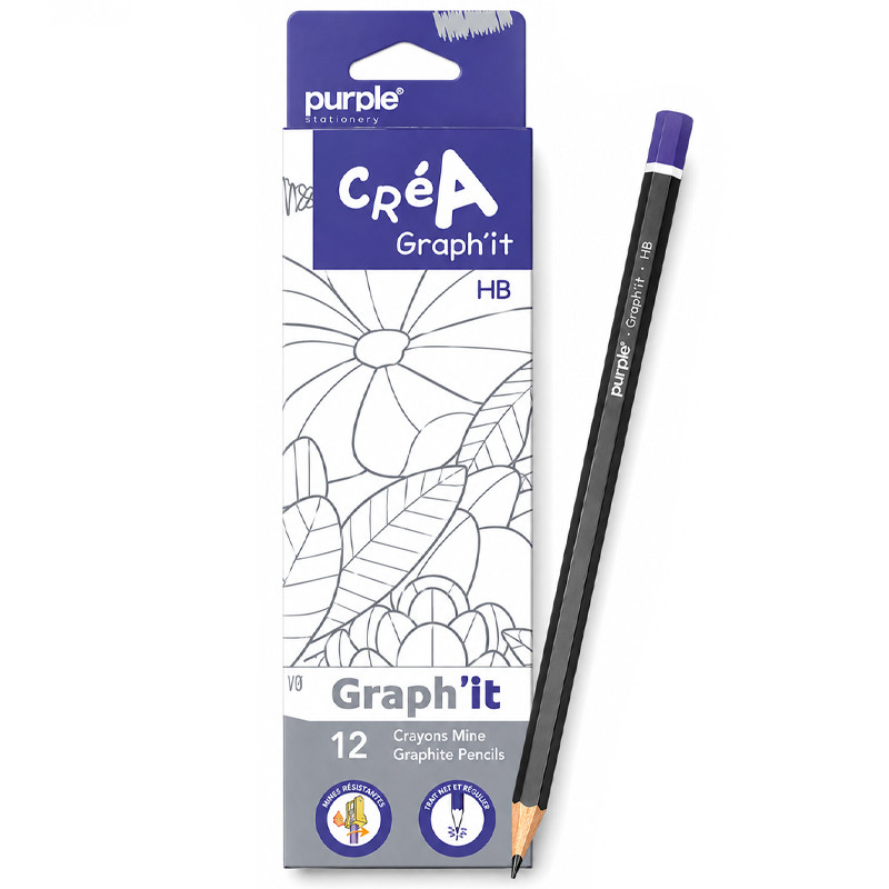 12 Crayons Purple HB Créa Graph’it Noir en Tunisie