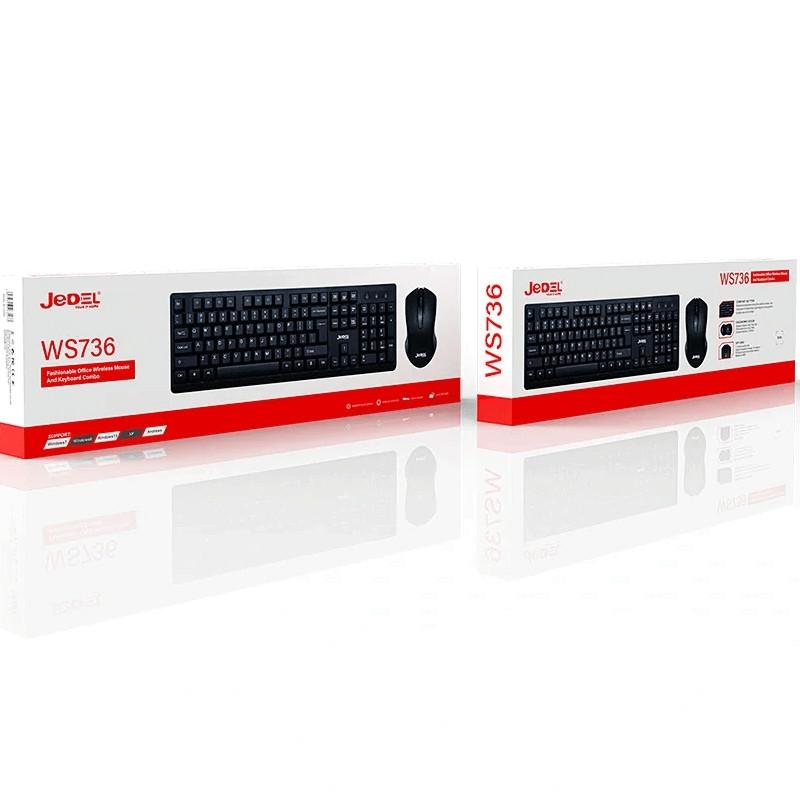 Ensemble Clavier & Souris Sans Fil Jedel WS736 Noir en Tunisie