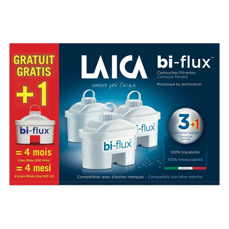 Pack 3 En 1 Filtres Biflux Laica F4S + 1 Filtre Gratuit Blanc  en Tunisie