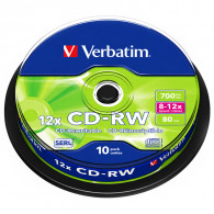 Paquet de 12 Pieces CD-RW Verbatim 043480 700 Mo en Tunisie