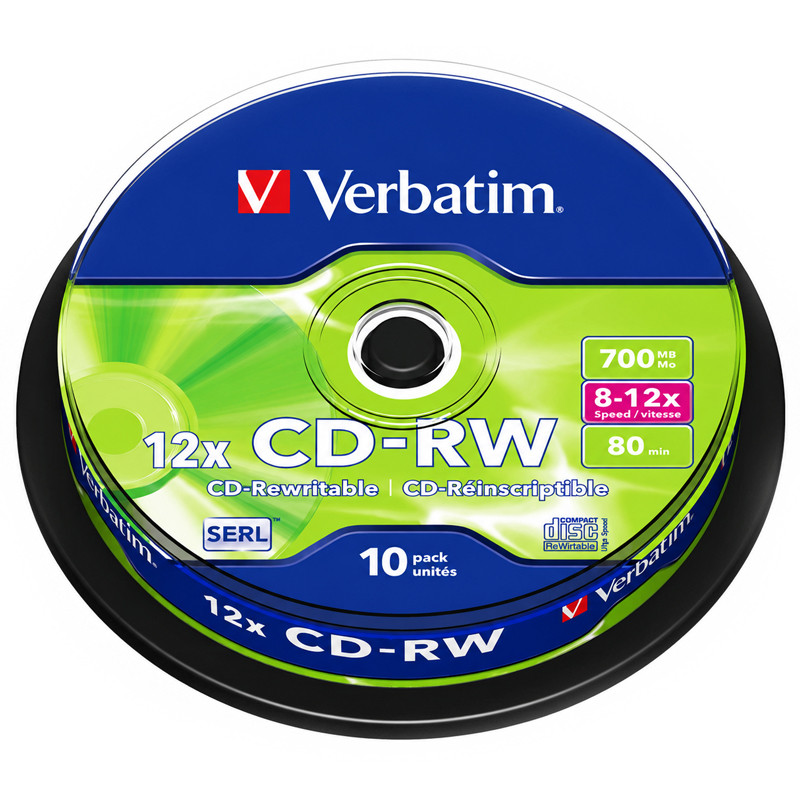 Paquet de 12 Pieces CD-RW Verbatim 043480 700 Mo en Tunisie
