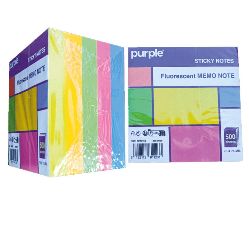 Stick Notes Purple Memo Note Fluorescent 500Feuilles Multi couleurs e Tunisie