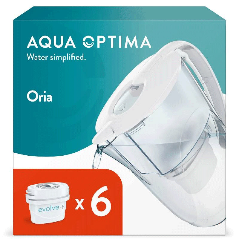 Carafe Filtrante A Eau Aqua Optima Oria 2.5L + 6 Filtres Blanc en Tunisie