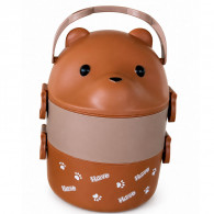 Lunch Box Double Bear Stackable Bento 800ML Marron En Tunisie