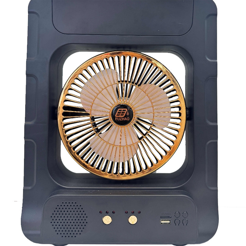 Ventilateur Solaire Rechargeable CC302BT + Lampe LED + Radio FM + Chargeur Noir en Tunisie