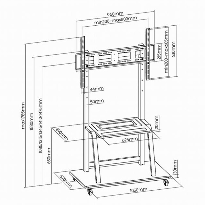 Support TV De Sol Gembird TVS-100F-01 Pour Tv 37''- 100'' Noir en Tunisie