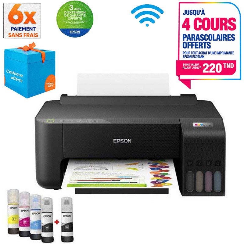 Imprimante à Réservoir Intégré EPSON ECOTANK L1250 Couleur Wi-Fi - Noir(C11CJ71405)