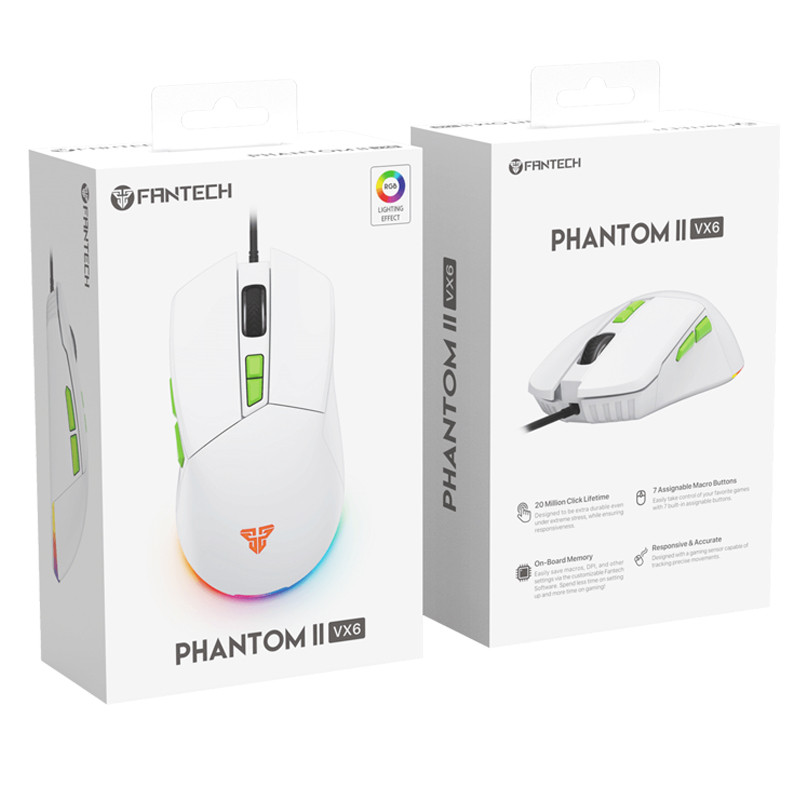 Souris Gamer Fantech Phantom II VX6 Blanc En Tunisie