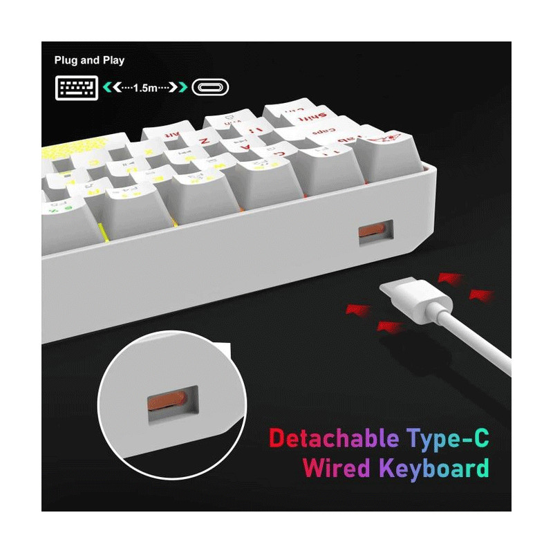 Clavier Gamer Mécanique T-WOLF T60 Blanc en Tunisie