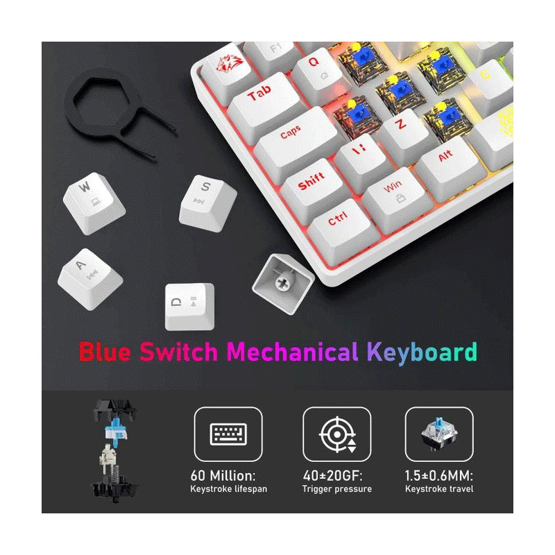 Clavier Gamer Mécanique T-WOLF T60 Blanc en Tunisie