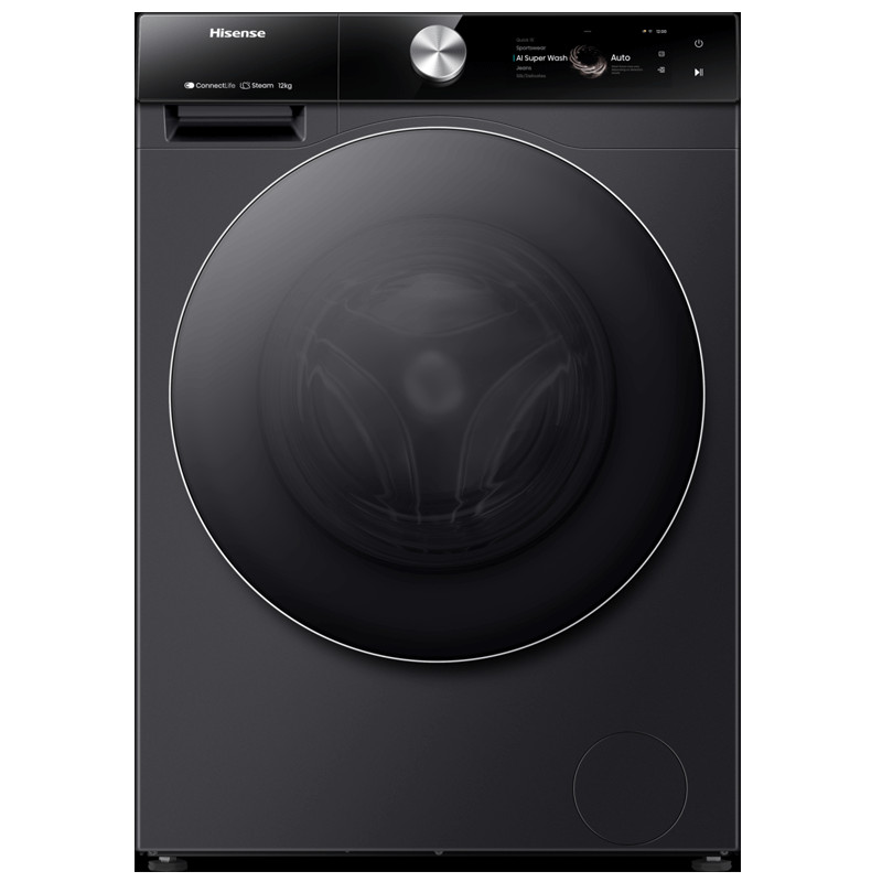 Machine à Laver Frontale Hisense WF7S1247BB Smart Inverter 12Kg Noir en Tunisie