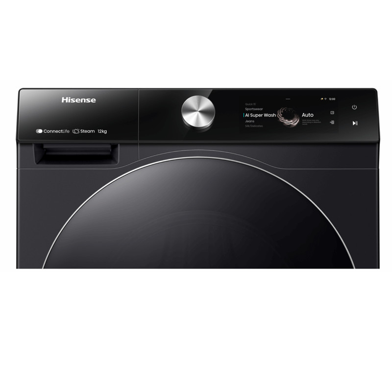 Machine à Laver Frontale Hisense WF7S1247BB Smart Inverter 12Kg Noir en Tunisie