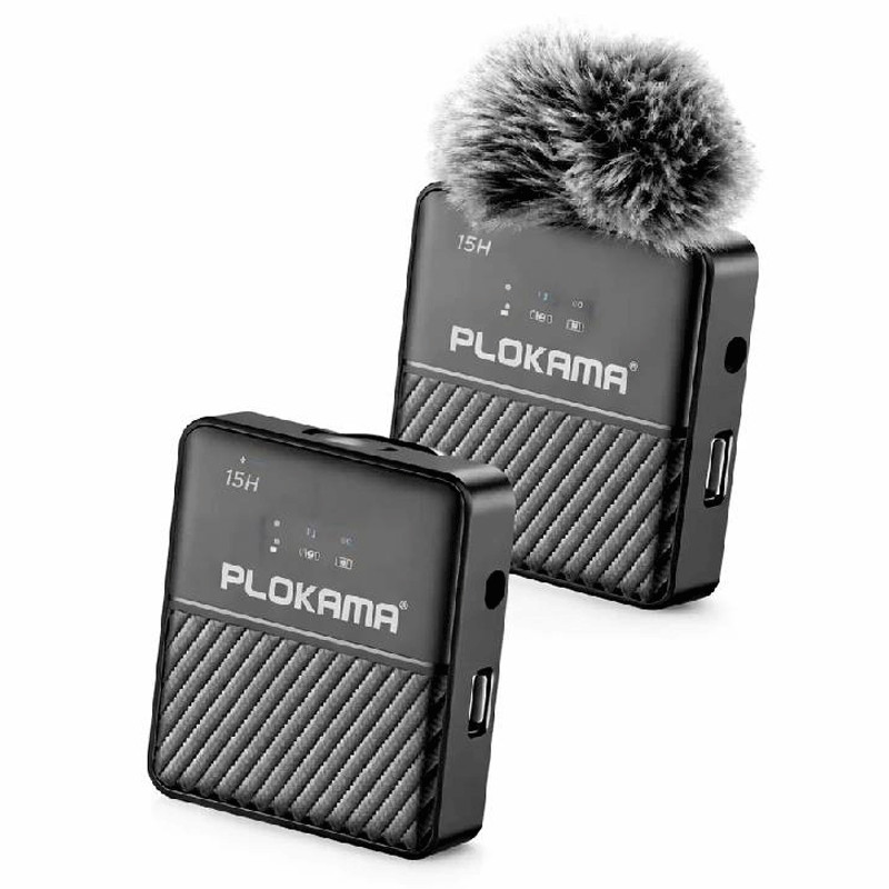 Microphone Cravate Sans Fil Plokama VM-60 Type-C/Lightning Noir en Tunisie