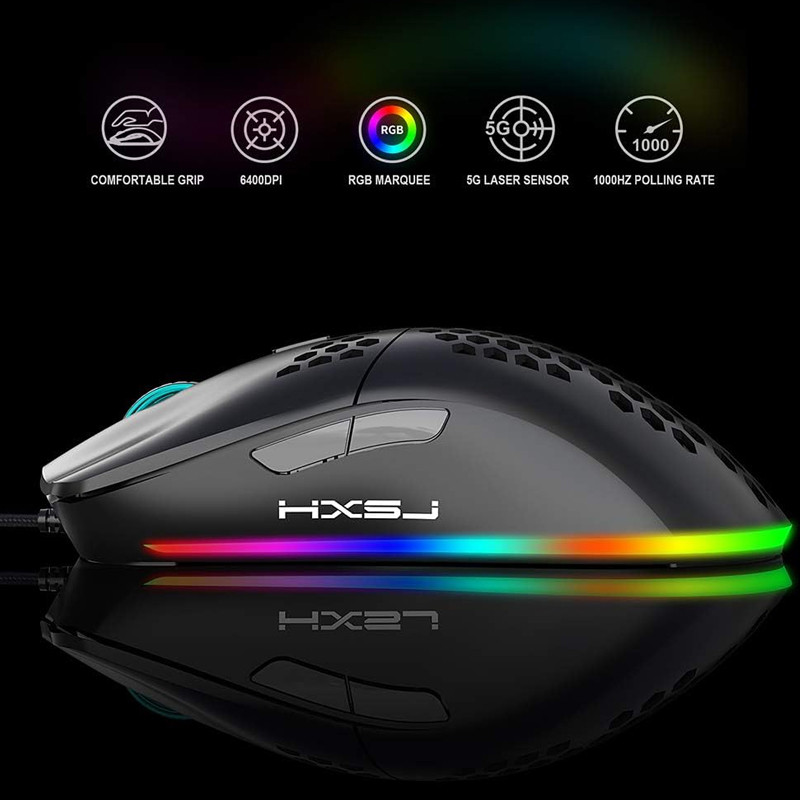 Souris Gamer HXSJ J900 Noir En Tunisie
