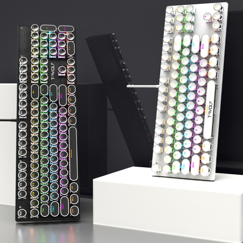 Clavier Gamer Mécanique T-WOLF T75 RGB Blanc en Tunisie