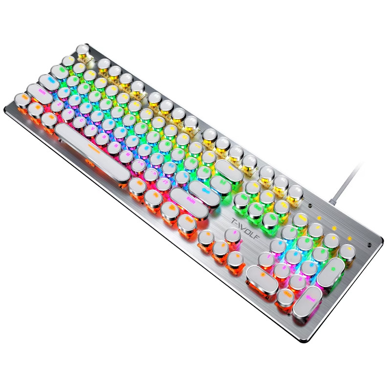 Clavier Gamer Mécanique T-WOLF T75 RGB Blanc en Tunisie