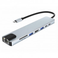 Hub USB-C 7en1 Blisbond DS03 7 Ports Silver