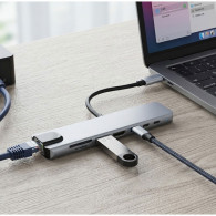 Hub USB-C 7en1 Blisbond DS03 7 Ports Silver