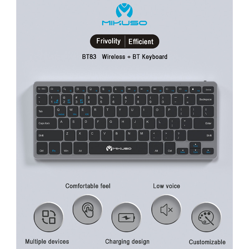 Clavier Sans Fil Mikuso KB-BW05 Noir en Tunisie