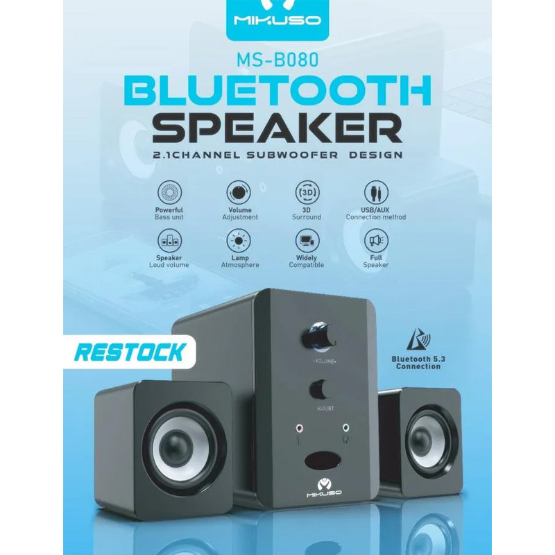 Haut Parleur Bluetooth Mikuso MS-B080 Noir en Tunisie