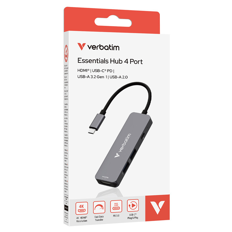 Hub USB Verbatim 032155 4 Ports Type-C Gris en Tunisie