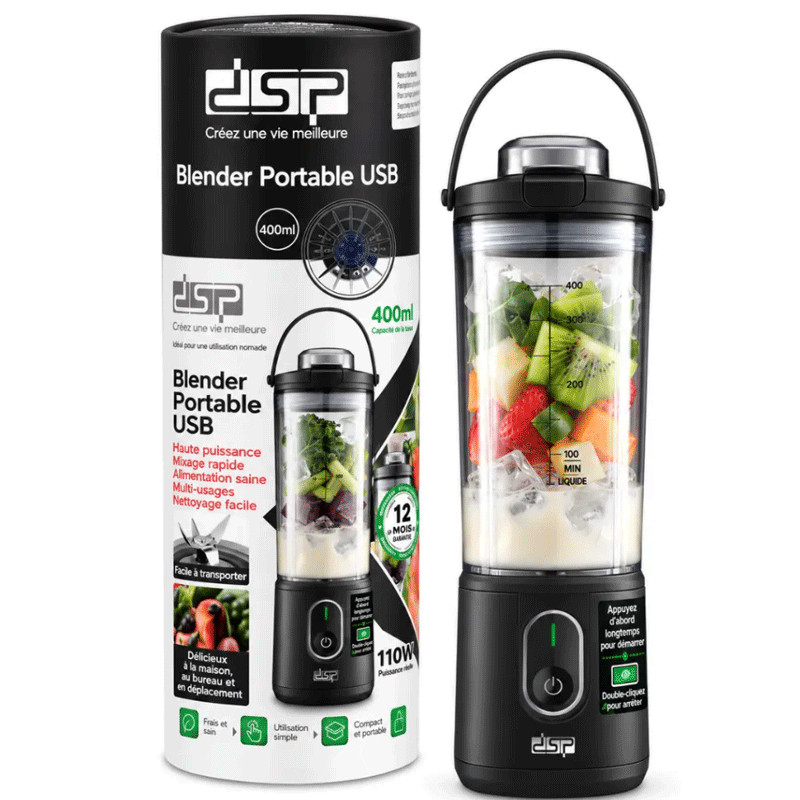 Mini Blender Rechargeable DSP KJ2206 110W 0.4L Noir en Tunisie