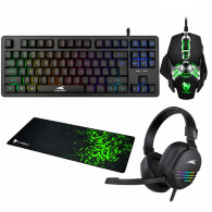 Pack Gamer 4En1 Tapis Razer XL+ Souris Redragon+ Clavier Baracuda+ Micro Casque Baracuda Noir