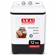 Machine à Laver Semi Automatique Akai AK-WM12STAG 12Kg Blanc en Tunisie