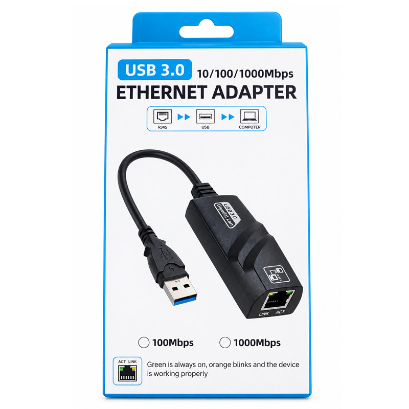 Adaptateur Multifonction USB 3.0 Vers RJ45 Noir En Tunisie