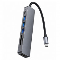 Adaptateur Multifonction 7 En 1 Type-C Gris
