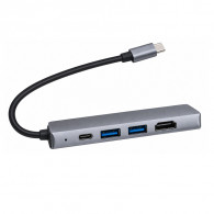 Adaptateur Multifonction 5 En 1 Type-C Gris