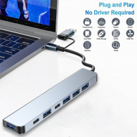 Adaptateur Multifonction 7En1 Type-C/USB Silver en Tunisie
