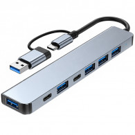 Adaptateur Multifonction 7En1 Type-C/USB Silver