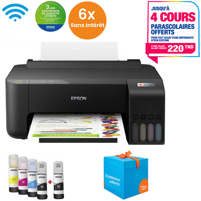 Imprimante à Réservoir Intégré EPSON ECOTANK L1250 Couleur Wi-Fi - Noir(C11CJ71405)
