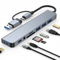 Adaptateur Multifonction 8En1 Type-C/USB Silver