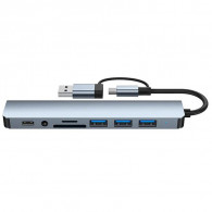 Adaptateur Multifonction 8En1 Type-C/USB Silver en Tunisie