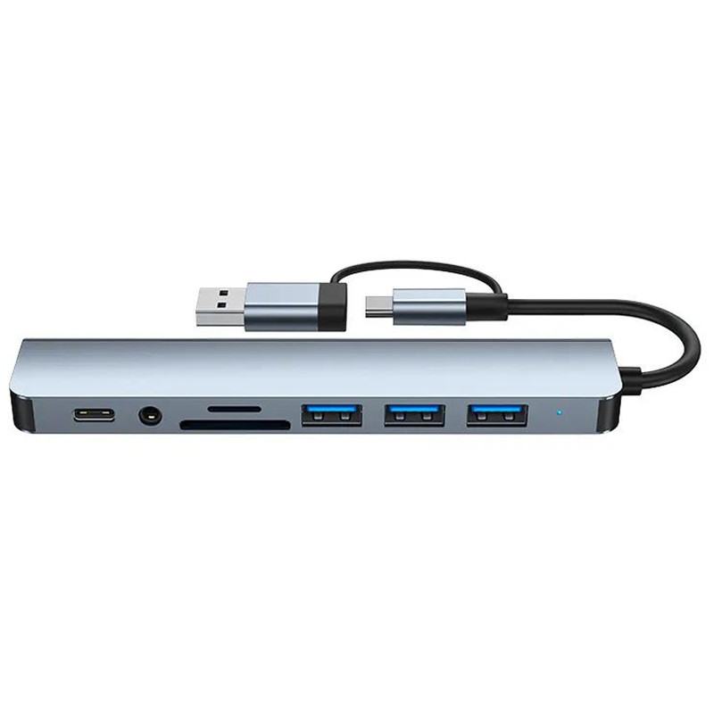 Adaptateur Multifonction 8En1 Type-C/USB Silver en Tunisie