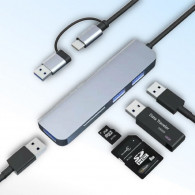 Adaptateur Multifonction 5En1 Type-C/USB Silver en Tunisie