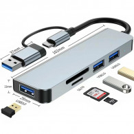 Adaptateur Multifonction 5En1 Type-C/USB Silver