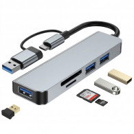 Adaptateur Multifonction 5En1 Type-C/USB Silver