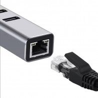 Hub USB/Type-C 4 Ports USB + RJ45 Silver