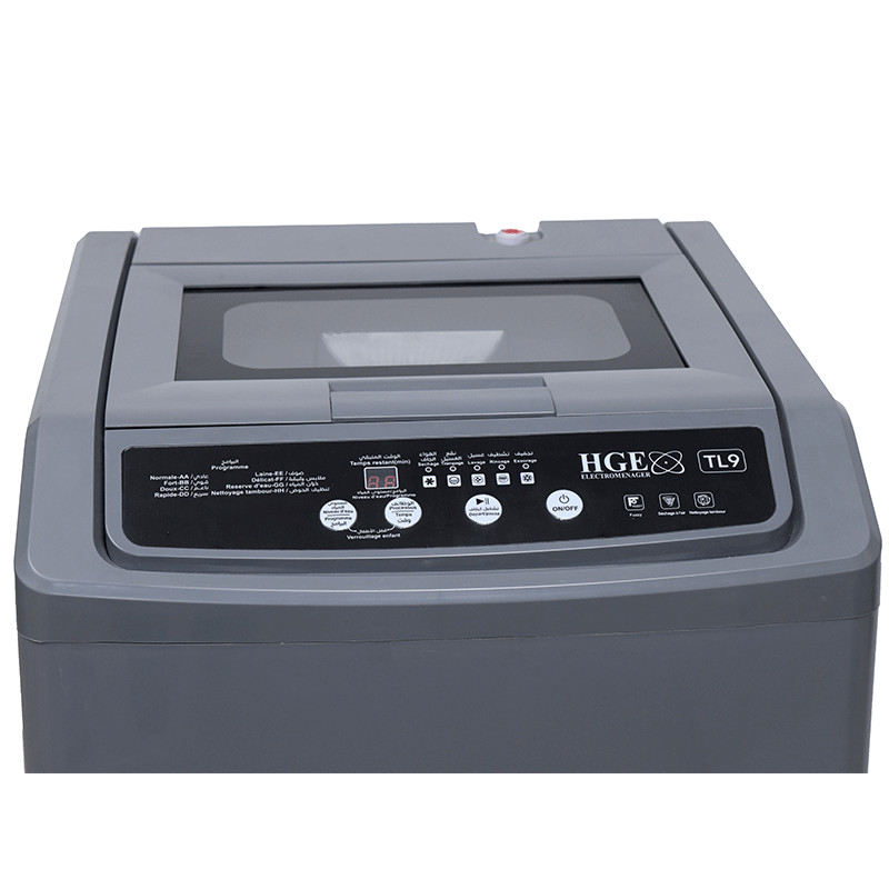 Machine à Laver Top HGE TL9 9Kg Gris en Tunisie