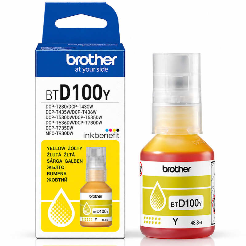 Bouteille D'encre Brother BTD100Y Original 48.8ml  Jaune En Tunisie