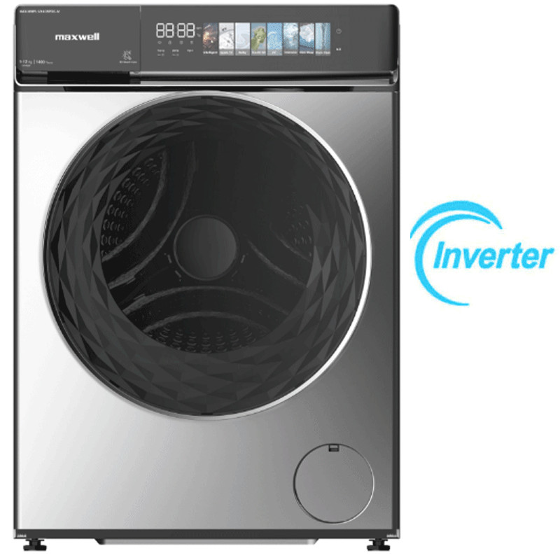 Machine à Laver Frontale Maxwell MAX-WMFL12C6DSFDC-IV Inverter 12Kg Silver en Tunisie